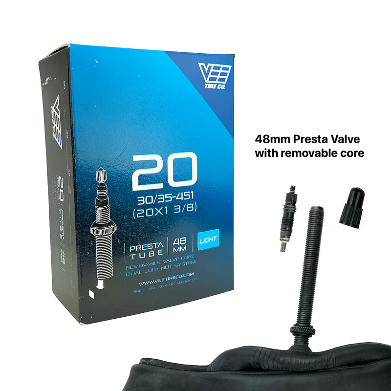 20x1 3/8 FV Vee Bicycle Tire Inner Tube with a 48mm French Presta Valve Stem