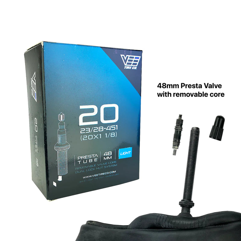 20x1 1/8 Vee Bicycle Tire Inner Tube with a 48mm French Presta Valve Stem